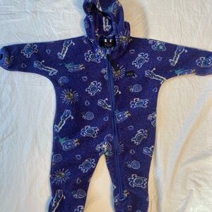 Vintage REI Baby boy girl fleece polartec bunting turtles hieroglyphic 18 months